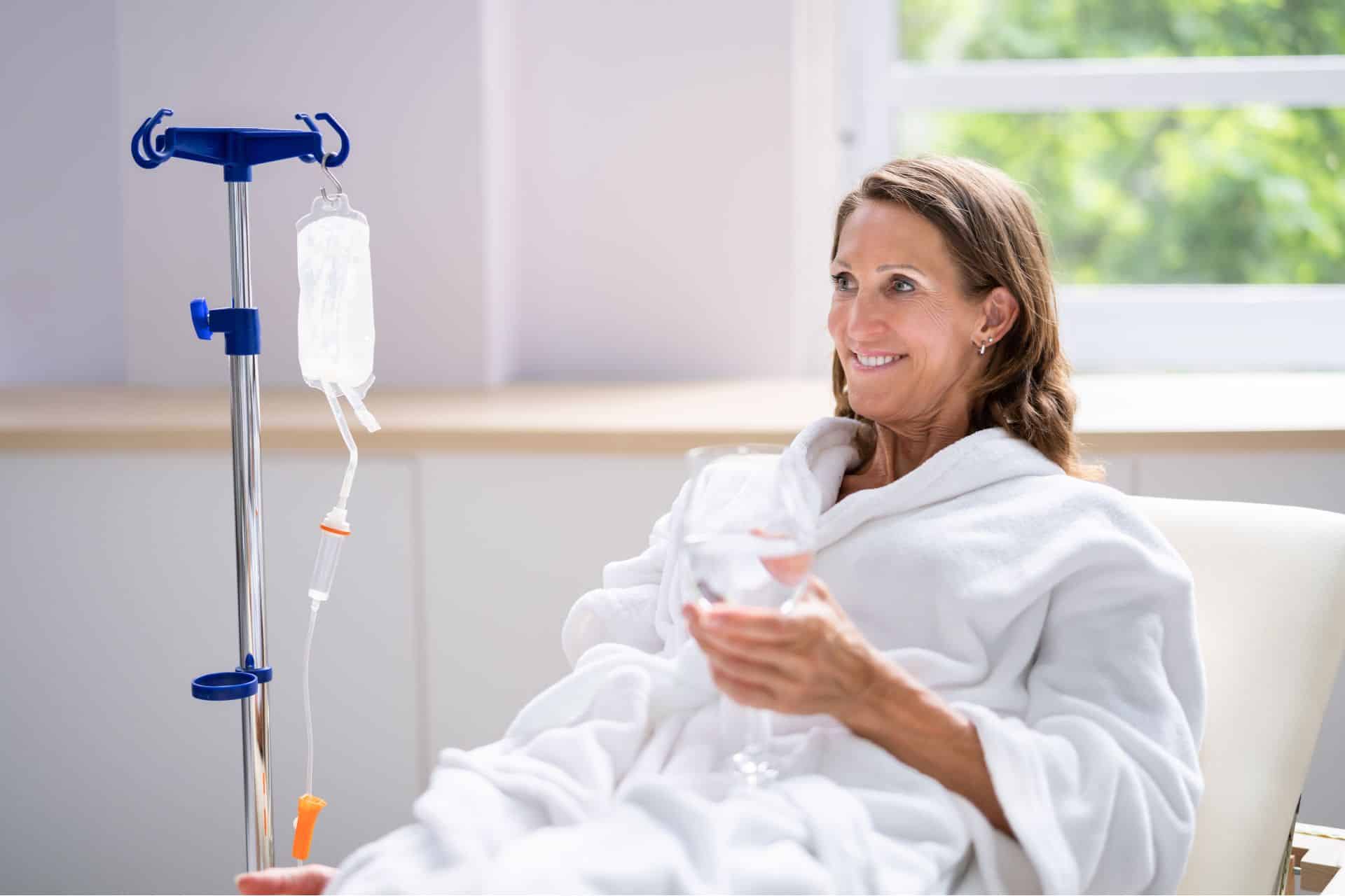 IV therapy nurse in London preparing mobile drip session